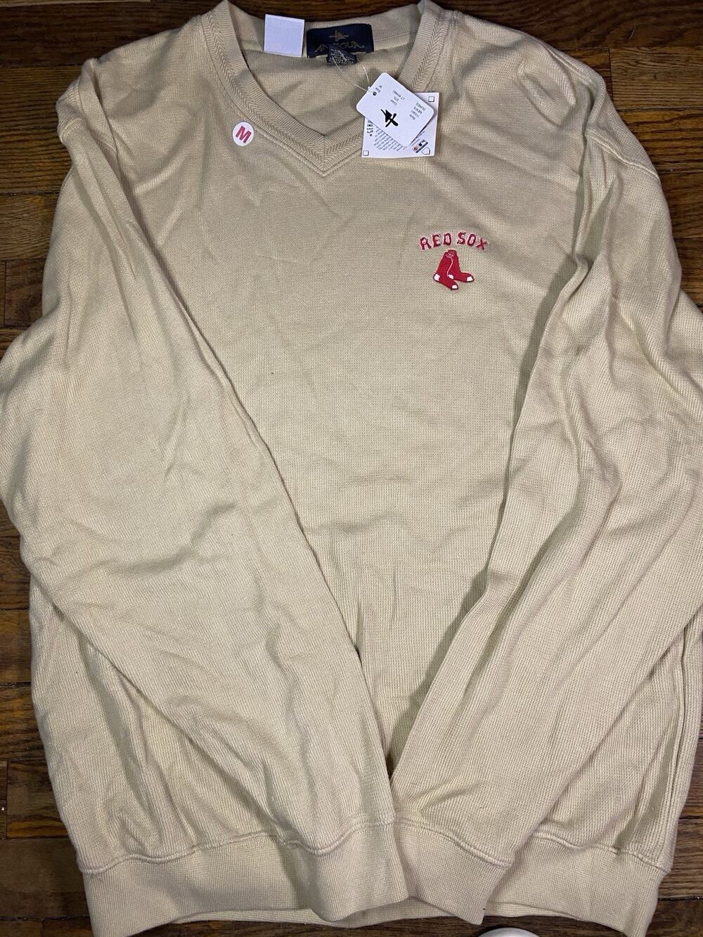 Boston Red Sox Antigua Sweater Mens M V Neck Beige Embroidered MLB NWT
